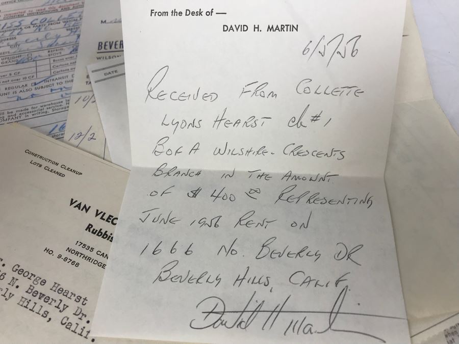 Collection Of Various Receipts, Billing Statements, Banking Checkbooks, Ledgers, W-2 For William Morris Agency For Acting And Notes From George Hearst And Actress Collette Lyons (See Photos) [Photo 36]