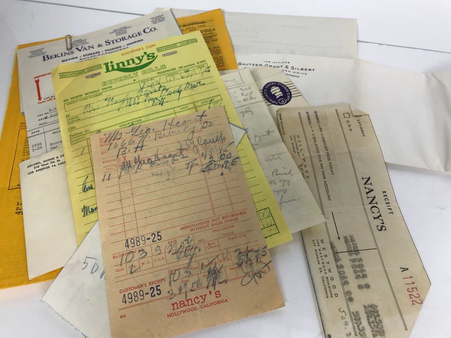Collection Of Various Receipts, Billing Statements, Banking Checkbooks, Ledgers, W-2 For William Morris Agency For Acting And Notes From George Hearst And Actress Collette Lyons (See Photos) [Photo 40]