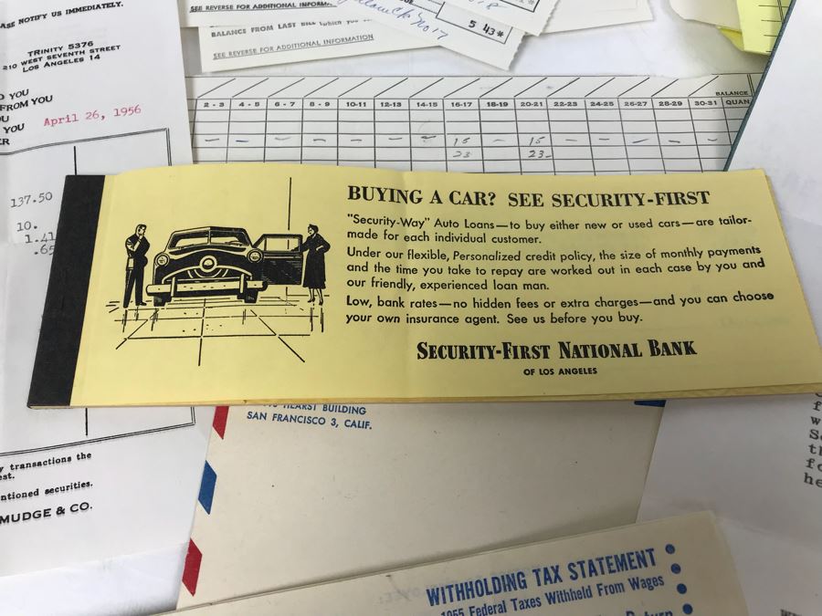 Collection Of Various Receipts, Billing Statements, Banking Checkbooks, Ledgers, W-2 For William Morris Agency For Acting And Notes From George Hearst And Actress Collette Lyons (See Photos) [Photo 7]