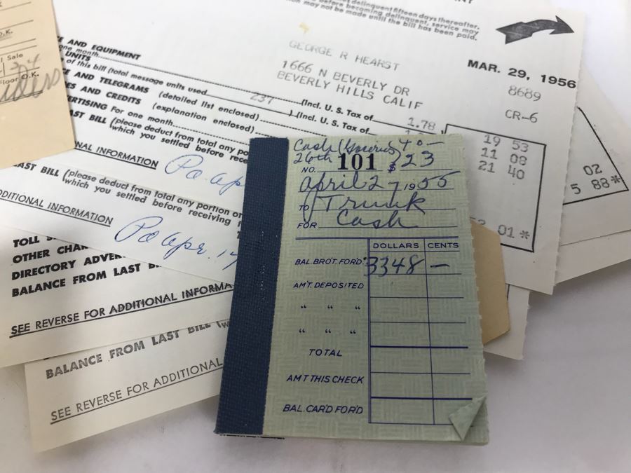 Collection Of Various Receipts, Billing Statements, Banking Checkbooks, Ledgers, W-2 For William Morris Agency For Acting And Notes From George Hearst And Actress Collette Lyons (See Photos) [Photo 18]