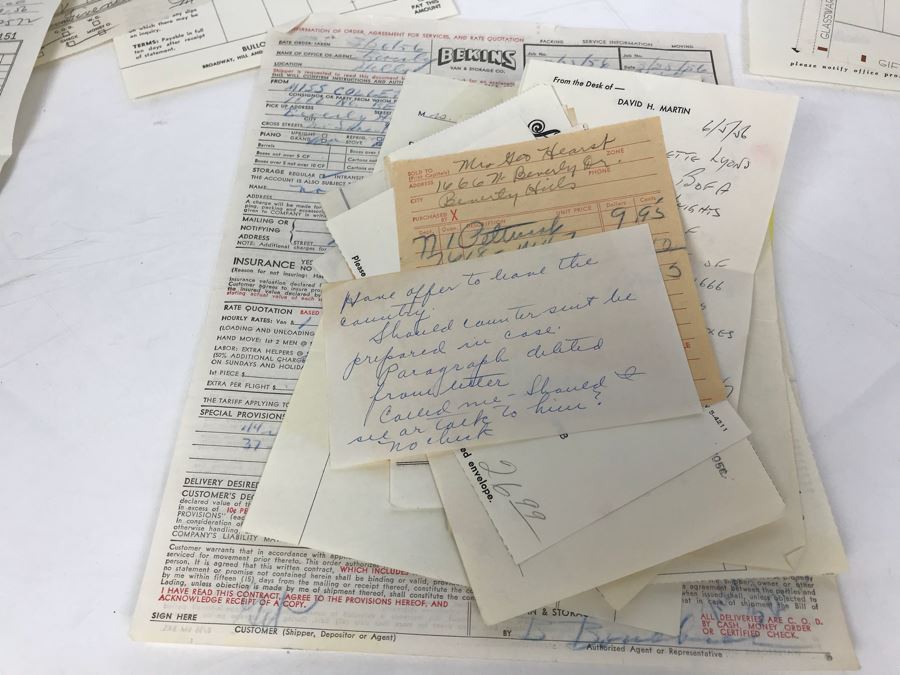 Collection Of Various Receipts, Billing Statements, Banking Checkbooks, Ledgers, W-2 For William Morris Agency For Acting And Notes From George Hearst And Actress Collette Lyons (See Photos) [Photo 30]