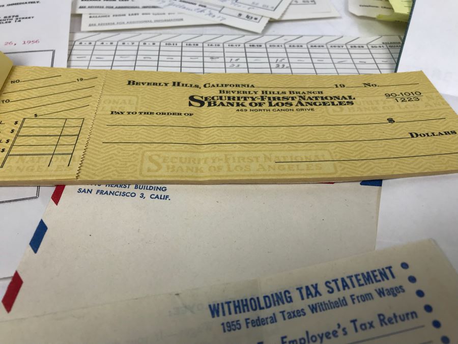 Collection Of Various Receipts, Billing Statements, Banking Checkbooks, Ledgers, W-2 For William Morris Agency For Acting And Notes From George Hearst And Actress Collette Lyons (See Photos) [Photo 6]