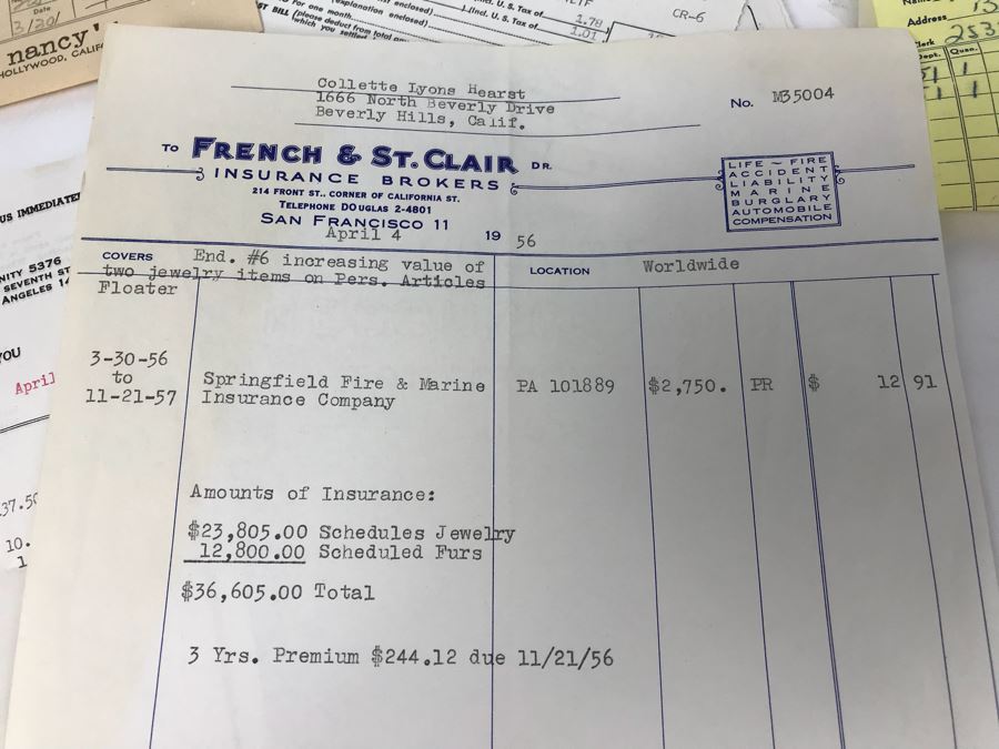 Collection Of Various Receipts, Billing Statements, Banking Checkbooks, Ledgers, W-2 For William Morris Agency For Acting And Notes From George Hearst And Actress Collette Lyons (See Photos) [Photo 17]