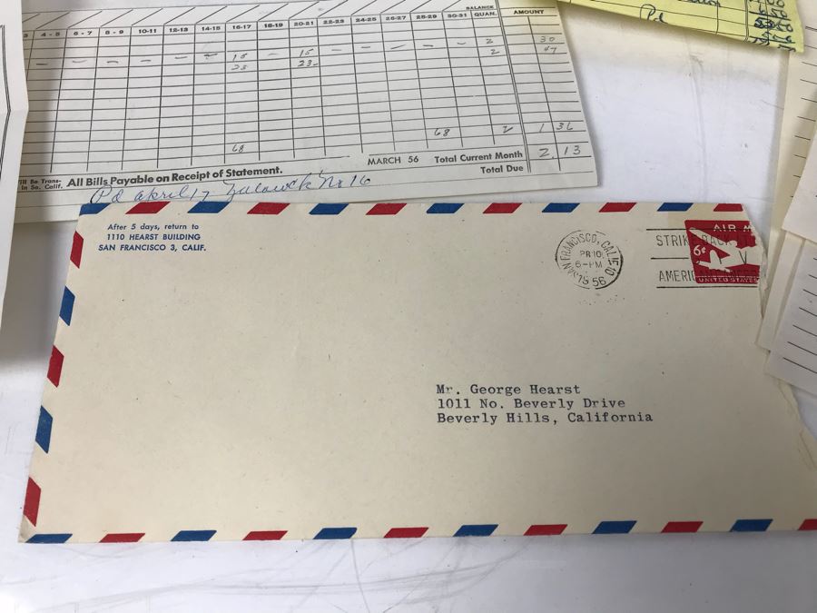 Collection Of Various Receipts, Billing Statements, Banking Checkbooks, Ledgers, W-2 For William Morris Agency For Acting And Notes From George Hearst And Actress Collette Lyons (See Photos) [Photo 15]