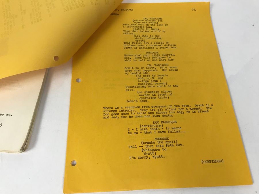 Actress Collette Lyons 1956 Acting Contract For 'Miss Private Eye' And Script For 'The Life And Legend Of Wyatt Earp' Television Play By Frederick Hazlitt Brennan [Photo 8]