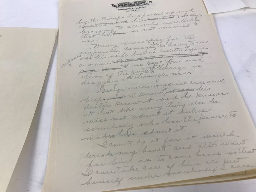 Official Signed Divorce Papers Between Actress Collette Lyons Hearst And George R. Hearst, Heartfelt Handwritten Draft And Typed Letter From Collette Lyons Regarding George Hearst And Other Documents Regarding George Hearst And Collette Lyons Hearst [Photo 28]