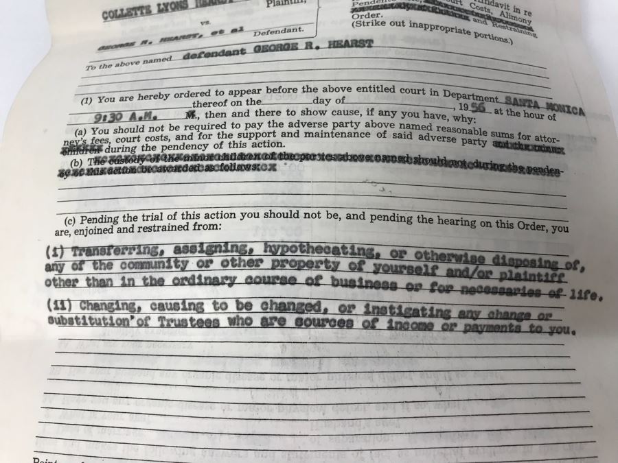 Official Signed Divorce Papers Between Actress Collette Lyons Hearst And George R. Hearst, Heartfelt Handwritten Draft And Typed Letter From Collette Lyons Regarding George Hearst And Other Documents Regarding George Hearst And Collette Lyons Hearst [Photo 33]
