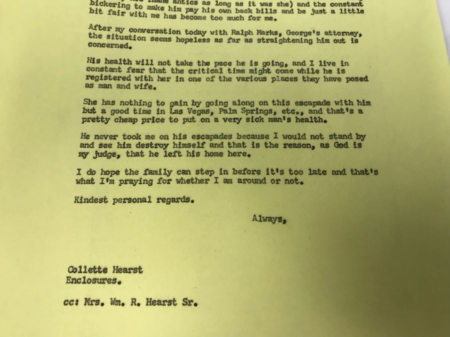 Official Signed Divorce Papers Between Actress Collette Lyons Hearst And George R. Hearst, Heartfelt Handwritten Draft And Typed Letter From Collette Lyons Regarding George Hearst And Other Documents Regarding George Hearst And Collette Lyons Hearst [Photo 20]