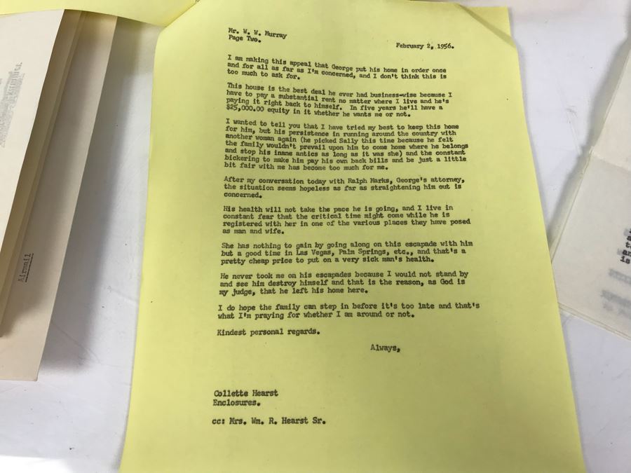 Official Signed Divorce Papers Between Actress Collette Lyons Hearst And George R. Hearst, Heartfelt Handwritten Draft And Typed Letter From Collette Lyons Regarding George Hearst And Other Documents Regarding George Hearst And Collette Lyons Hearst [Photo 18]