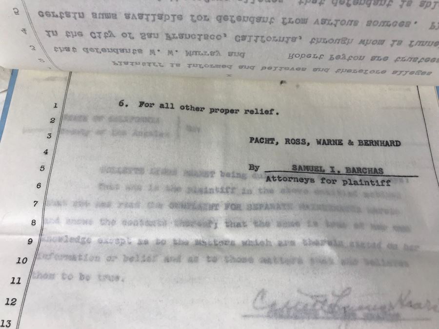 Official Signed Divorce Papers Between Actress Collette Lyons Hearst And George R. Hearst, Heartfelt Handwritten Draft And Typed Letter From Collette Lyons Regarding George Hearst And Other Documents Regarding George Hearst And Collette Lyons Hearst [Photo 11]