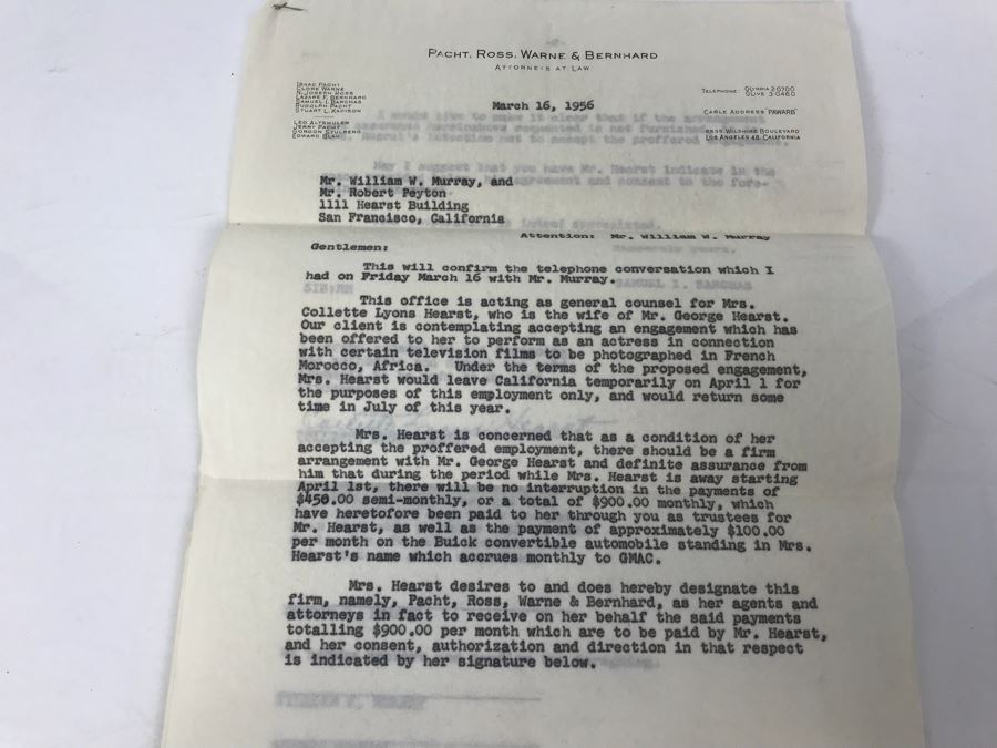 Official Signed Divorce Papers Between Actress Collette Lyons Hearst And George R. Hearst, Heartfelt Handwritten Draft And Typed Letter From Collette Lyons Regarding George Hearst And Other Documents Regarding George Hearst And Collette Lyons Hearst [Photo 38]