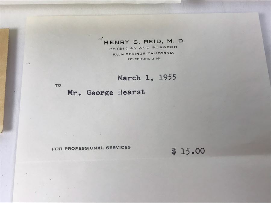 Document From The Hearst Corporation Regarding Purchasing 2 Modern Linotype Machines, Document From Doctor Miguel G. Elias, MD Regarding Healthcare Services Performed, George Hearst Surgical Plan ID Card And More (See Photos) [Photo 15]