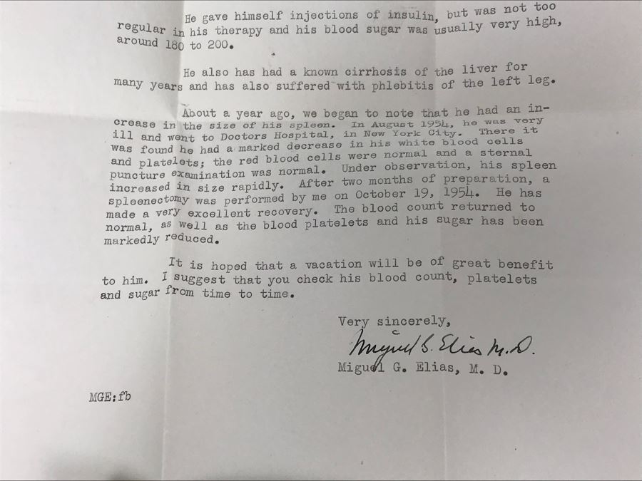Document From The Hearst Corporation Regarding Purchasing 2 Modern Linotype Machines, Document From Doctor Miguel G. Elias, MD Regarding Healthcare Services Performed, George Hearst Surgical Plan ID Card And More (See Photos) [Photo 11]
