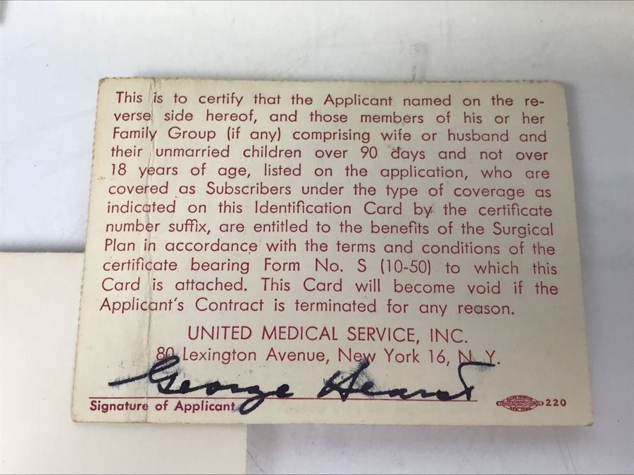 Document From The Hearst Corporation Regarding Purchasing 2 Modern Linotype Machines, Document From Doctor Miguel G. Elias, MD Regarding Healthcare Services Performed, George Hearst Surgical Plan ID Card And More (See Photos) [Photo 16]