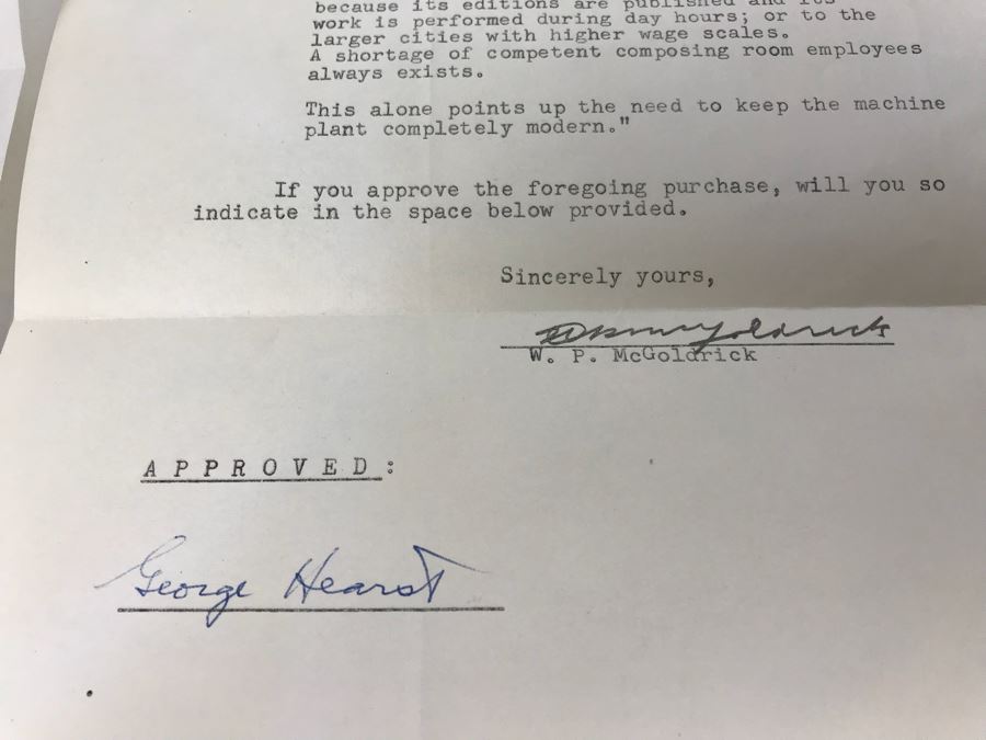 Document From The Hearst Corporation Regarding Purchasing 2 Modern Linotype Machines, Document From Doctor Miguel G. Elias, MD Regarding Healthcare Services Performed, George Hearst Surgical Plan ID Card And More (See Photos) [Photo 5]