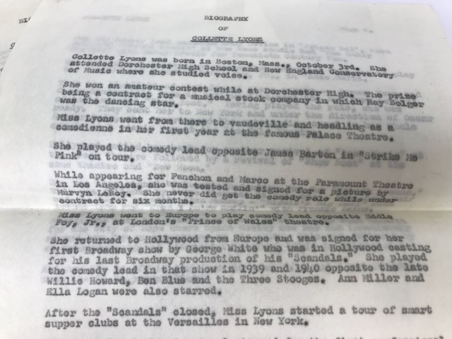 Biographies Of Collette Lyons And American Federation Of Television And Radio Artist Membership Card For Collette Lyons 1955 [Photo 3]