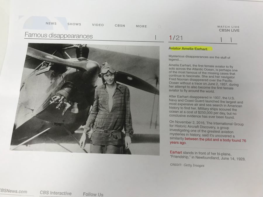 Fascinating Letter To Actress Collette Lyons Regarding Night On The Town In NYC And Mentions 'Like The Old Days...With Howard Hughes' Signed Amelia Earhart & Judge Crater (Must Read) [Photo 9]