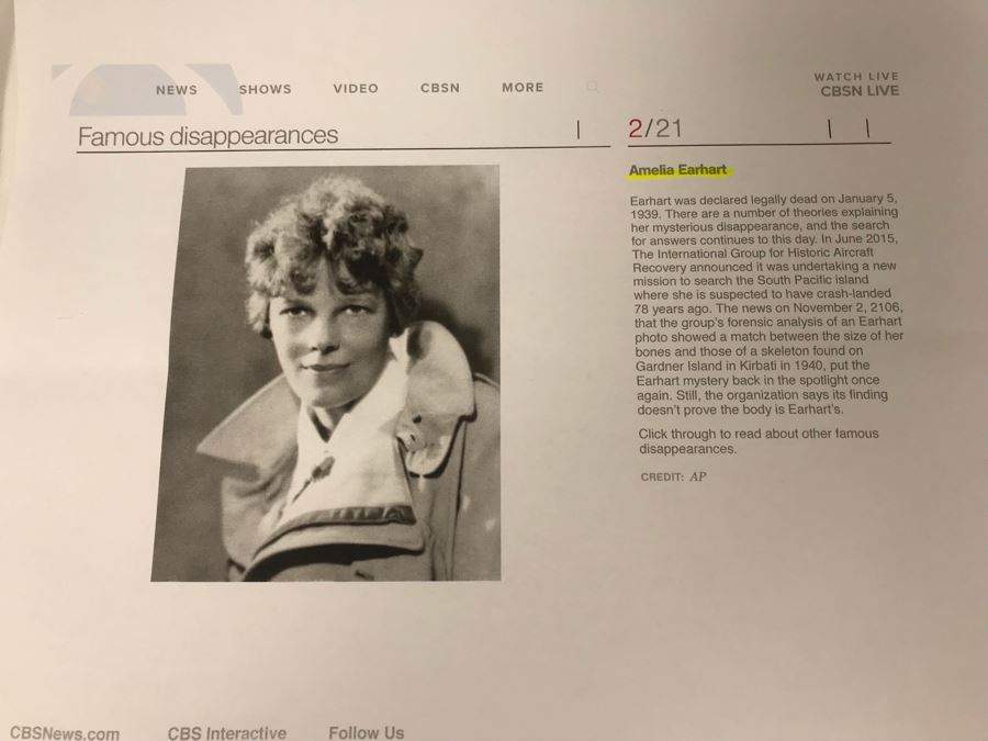 Fascinating Letter To Actress Collette Lyons Regarding Night On The Town In NYC And Mentions 'Like The Old Days...With Howard Hughes' Signed Amelia Earhart & Judge Crater (Must Read) [Photo 8]