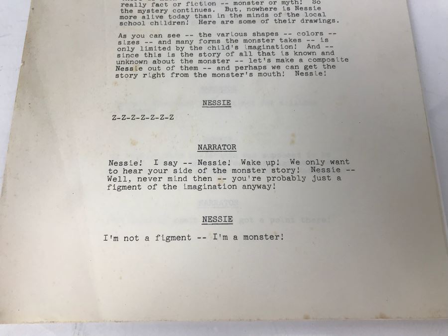 Final Draft Script For 'The Loch Ness Monster' 1970 [Photo 3]