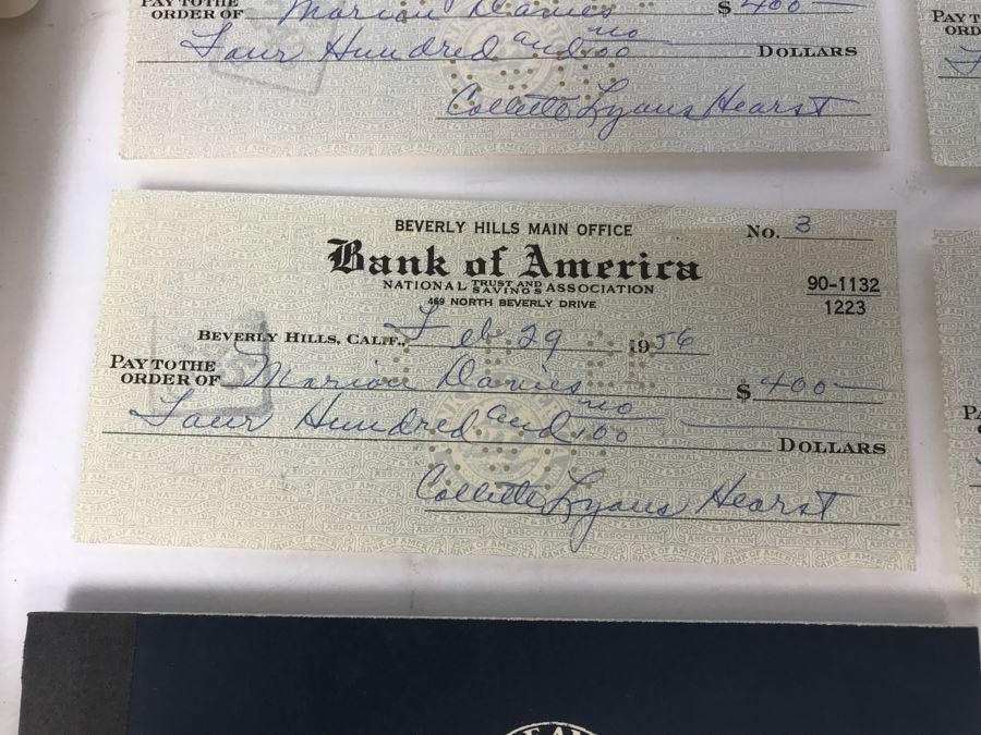 Various Bank Of America Checks Signed By Collette Lyons To Marion Davies (William Randolph Hearst's Mistress), Bank Of America Bank Statements, Bank Of America Checkbooks, Bank Statements And Other Documents (See Photos) [Photo 6]