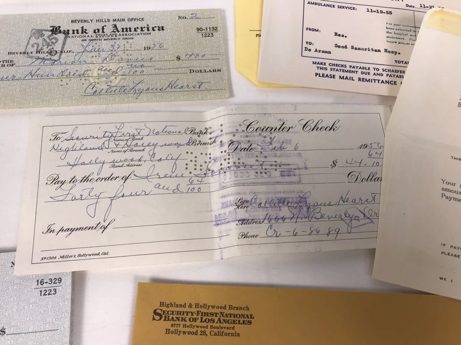 Various Bank Of America Checks Signed By Collette Lyons To Marion Davies (William Randolph Hearst's Mistress), Bank Of America Bank Statements, Bank Of America Checkbooks, Bank Statements And Other Documents (See Photos) [Photo 13]