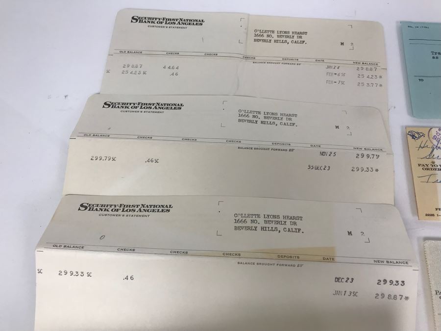 Various Bank Of America Checks Signed By Collette Lyons To Marion Davies (William Randolph Hearst's Mistress), Bank Of America Bank Statements, Bank Of America Checkbooks, Bank Statements And Other Documents (See Photos) [Photo 20]