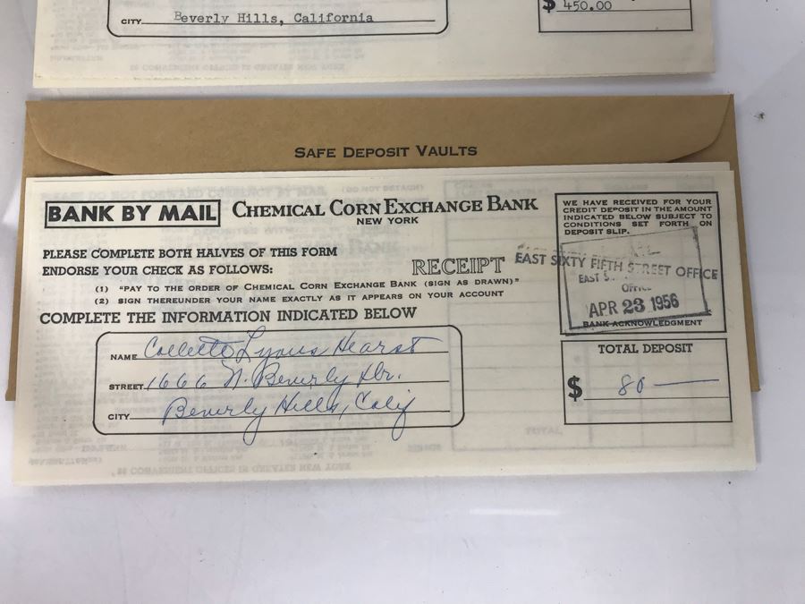 Letter From Actress Collette Lyons Regarding Misplaced Rent Check And Chemical Corn Exchange Bank Deposit Slips From Collette Lyons [Photo 5]