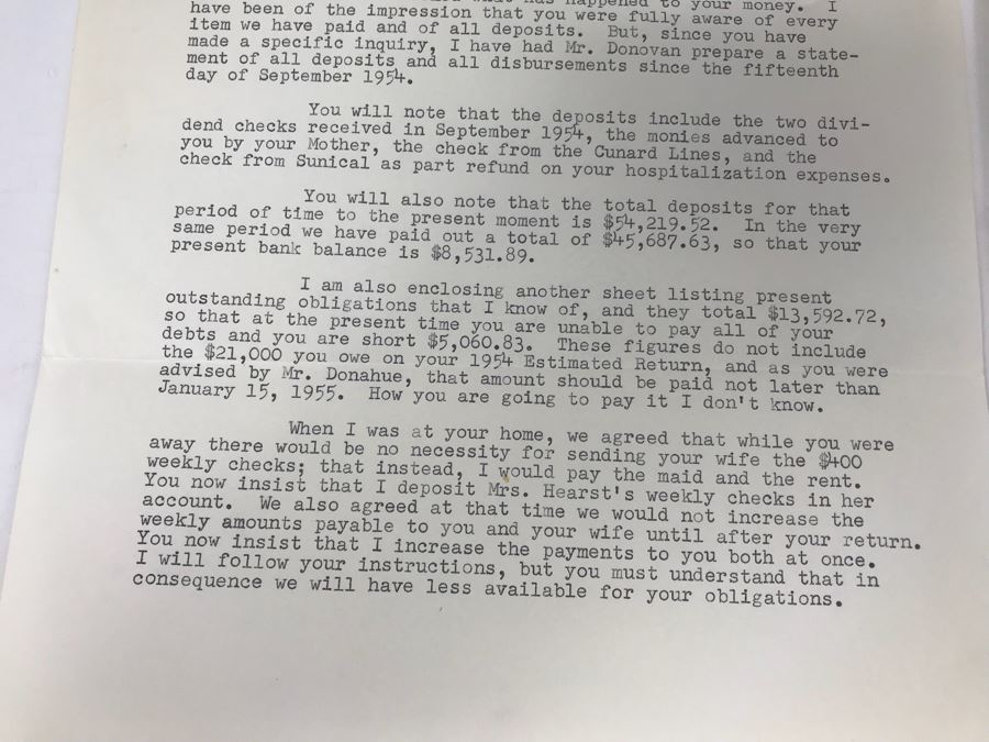 Letter To George Hearst Regarding Personal Finances [Photo 6]