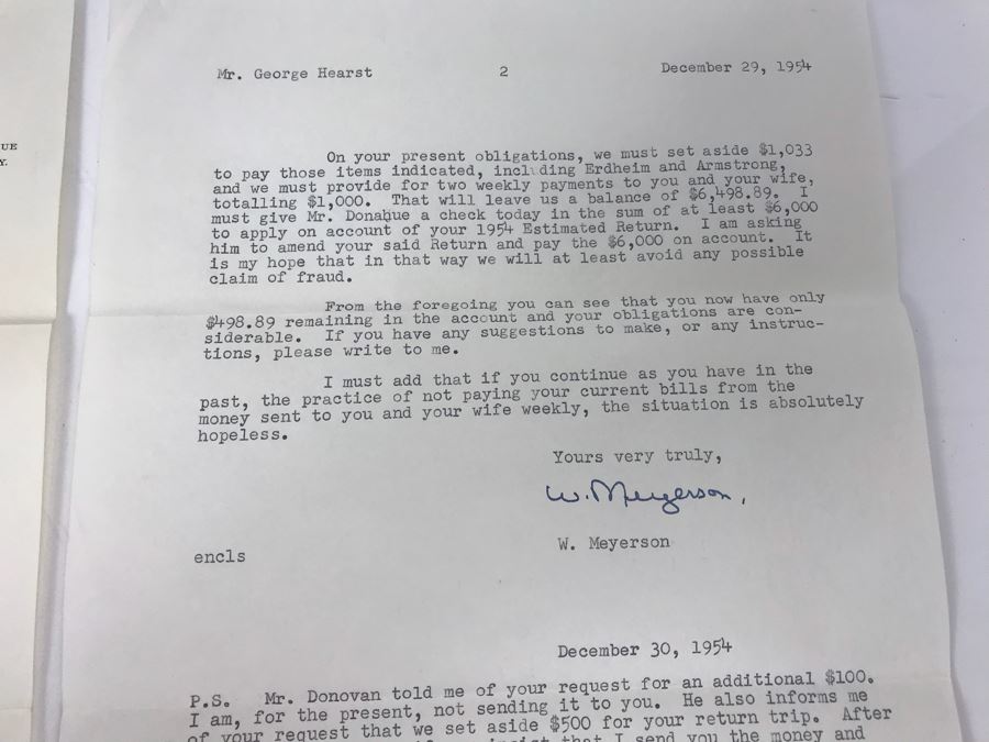 Letter To George Hearst Regarding Personal Finances [Photo 7]