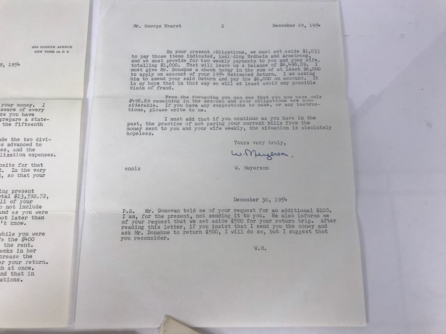 Letter To George Hearst Regarding Personal Finances [Photo 4]