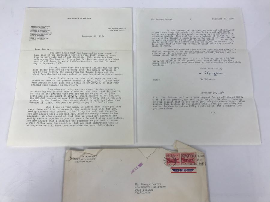 Letter To George Hearst Regarding Personal Finances [Photo 2]