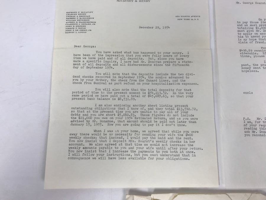 Letter To George Hearst Regarding Personal Finances [Photo 3]