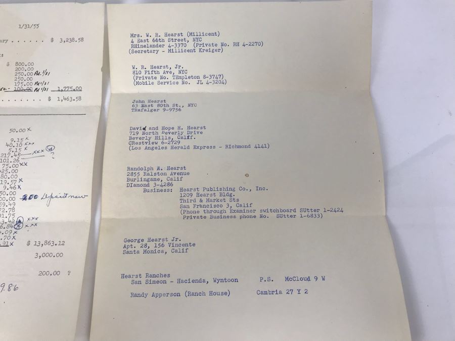 Several George Hearst Financial Budgets Accounts Payables Documents And Hearst Family Address List [Photo 8]