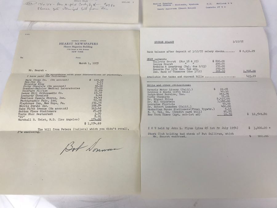 Several George Hearst Financial Budgets Accounts Payables Documents And Hearst Family Address List [Photo 3]