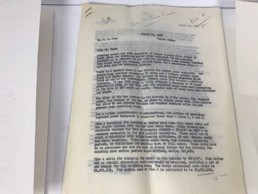 Hearst Consolidated Publications, Inc Treasurer's Report 1955 With Handwritten Notes, Financial Documents And Letters Pertaining To The Hearst Corporations Including Sunical Land & Livestock Division [Photo 17]