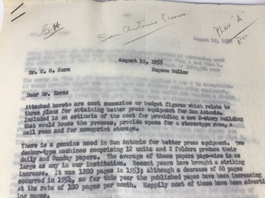 Hearst Consolidated Publications, Inc Treasurer's Report 1955 With Handwritten Notes, Financial Documents And Letters Pertaining To The Hearst Corporations Including Sunical Land & Livestock Division [Photo 18]