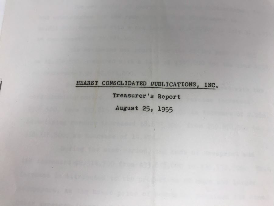Hearst Consolidated Publications, Inc Treasurer's Report 1955 With