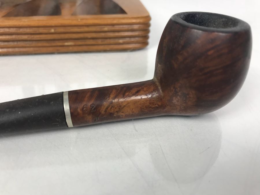 Vintage Wooden Pipe Stand With Collection Of (6) Wooden Pipes Of Various Makes (See Photos) [Photo 15]