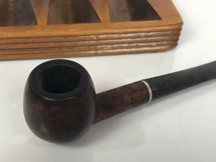 Vintage Wooden Pipe Stand With Collection Of (6) Wooden Pipes Of Various Makes (See Photos) [Photo 19]