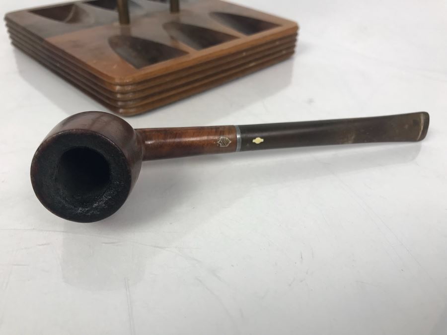 Vintage Wooden Pipe Stand With Collection Of (6) Wooden Pipes Of Various Makes (See Photos) [Photo 28]