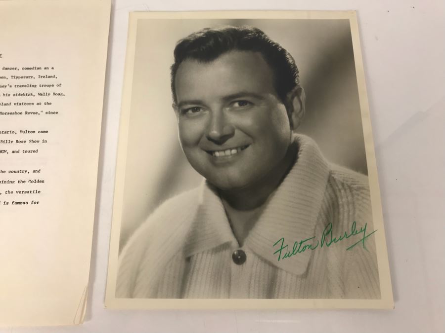 Signed Fulton Burley Headshot Photograph With Biography Of His Work ...