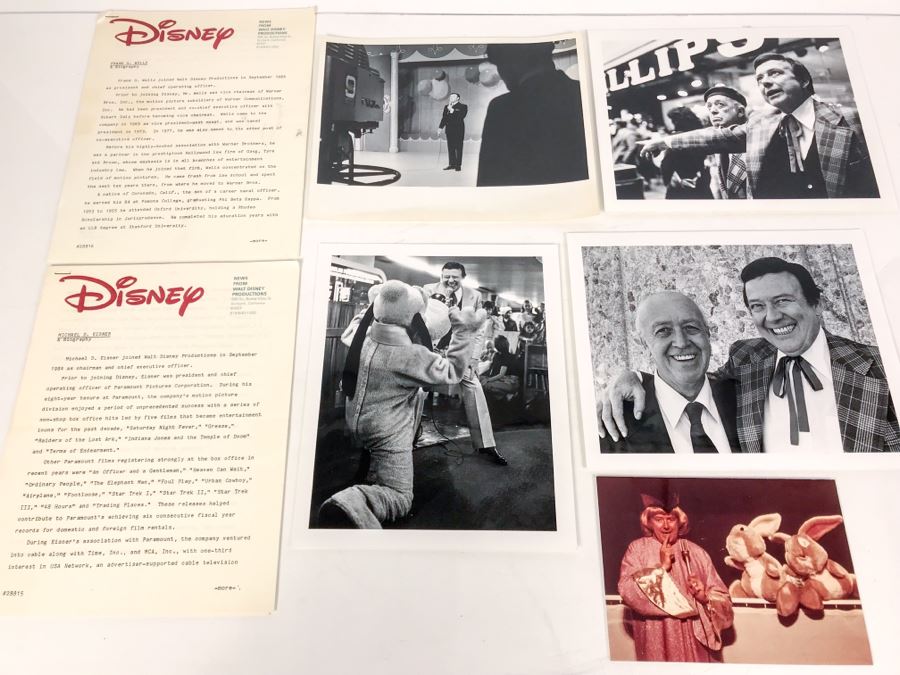 Collection Of Walt Disney Related Photographs Featuring Disney Characters And Fulton Burley And Disney 1984 Press Release Bios Of Michael D. Eisner And Frank G. Wells [Photo 1]