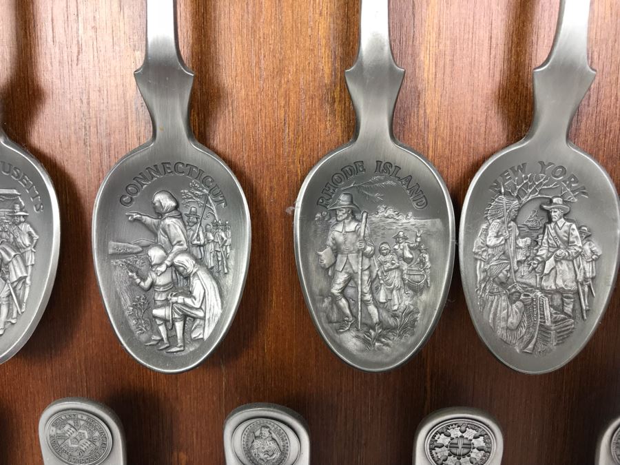 Pewter Spoon Collection Featuring Northeast US States With Display Rack [Photo 6]