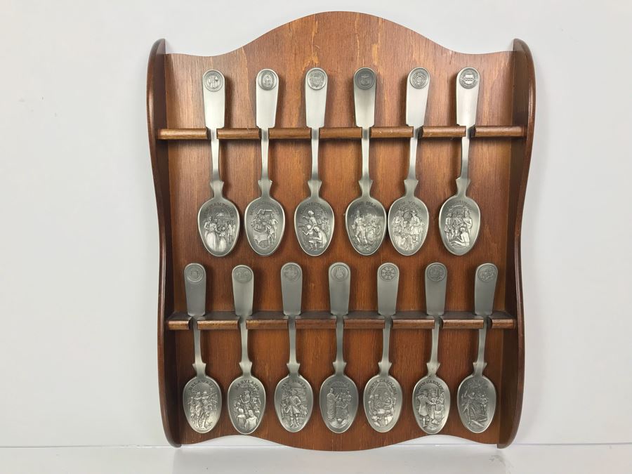 Pewter Spoon Collection Featuring Northeast US States With Display Rack [Photo 3]
