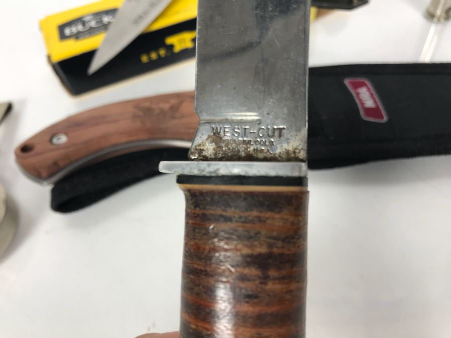 NRA Buck Knife New In Box, Golden Eagles NRA Knife, Vintage West-Cut Knife, Tom Selleck NRA .45 Bullet Key Fob And K+R Pedo [Photo 9]