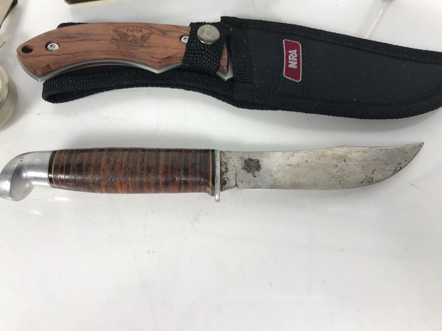 NRA Buck Knife New In Box, Golden Eagles NRA Knife, Vintage West-Cut Knife, Tom Selleck NRA .45 Bullet Key Fob And K+R Pedo [Photo 7]