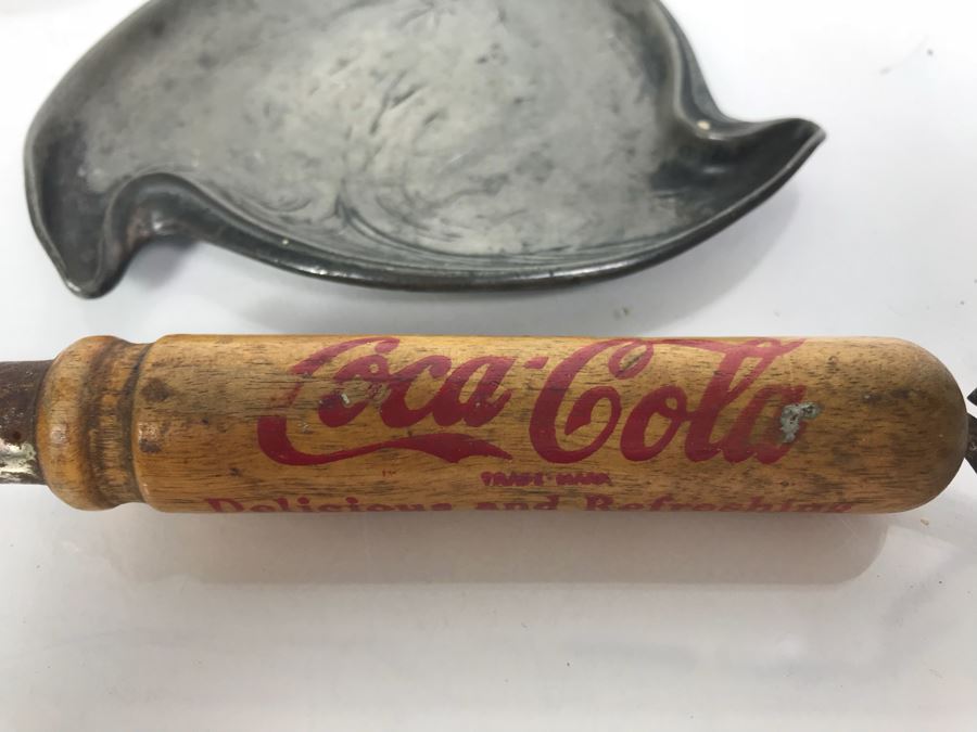 Vintage Coca-Cola Ice Pick And Bottle Opener, Vintage Art Nouveau Pin Tray And Sterling Silver Handled Salad Spoon And Fork [Photo 3]