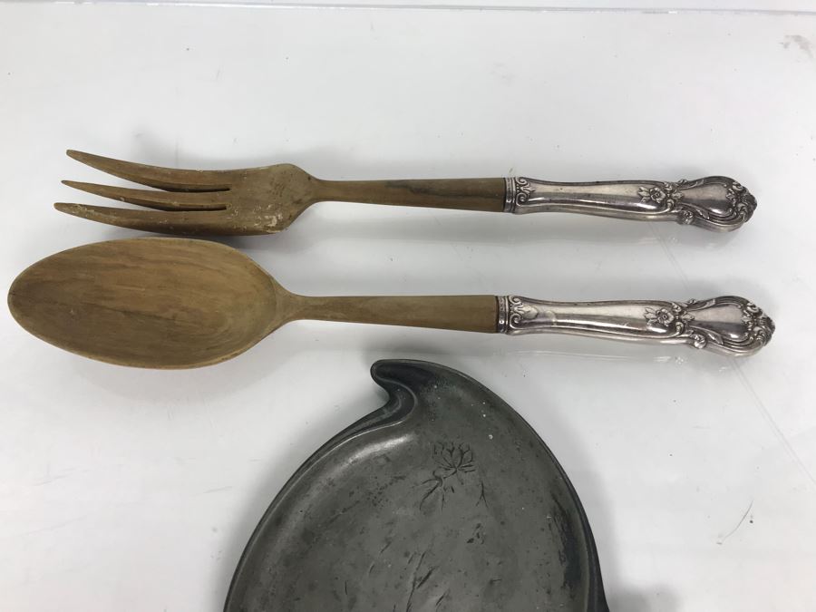 Vintage Coca-Cola Ice Pick And Bottle Opener, Vintage Art Nouveau Pin Tray And Sterling Silver Handled Salad Spoon And Fork [Photo 8]