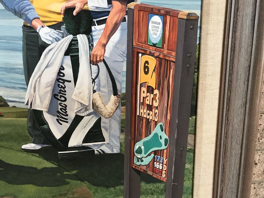 Large 48' X 36' Original Danny Day Oil Painting Of Torrey Pines Golf Course In La Jolla Featuring Golfing Legends Payne Stewart, Arnold Palmer And Jack Nicklaus - Estimate $12,000 - This Item Has A Reserve [Photo 17]