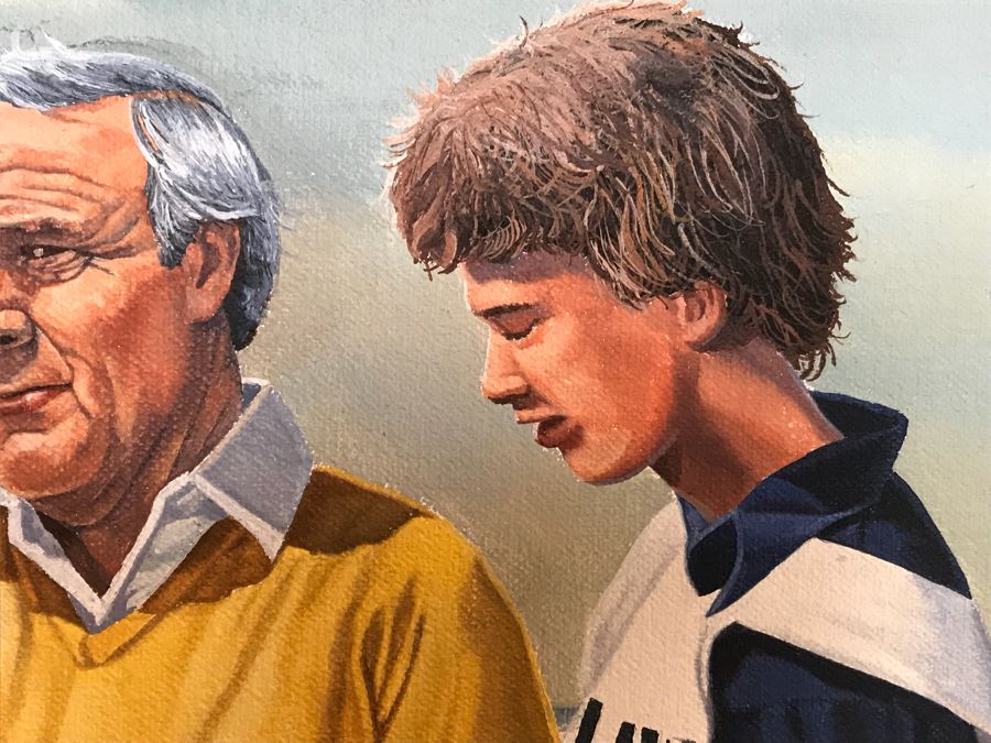 Large 48' X 36' Original Danny Day Oil Painting Of Torrey Pines Golf Course In La Jolla Featuring Golfing Legends Payne Stewart, Arnold Palmer And Jack Nicklaus - Estimate $12,000 - This Item Has A Reserve [Photo 16]